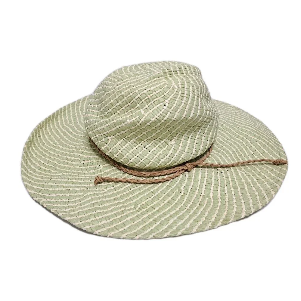 KOORINGAL Raffia Womens Green Woven Straw Paper Floppy Sun Hat Wide Brim